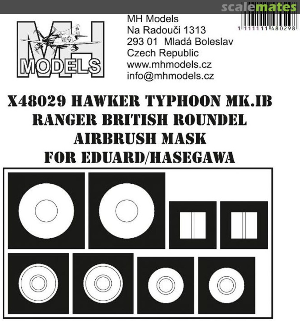 Boxart Hawker Typhoon Mk.IB Ranger British Roundel Airbrush Mask X48029 MH Models