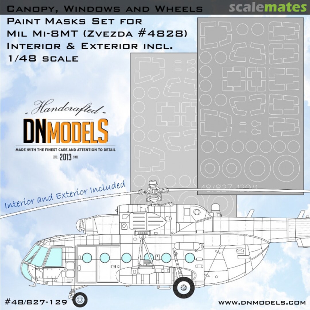 Boxart Mil Mi-8MT Hip Canopy, Wheels & Windows Paint Masks Set 48/827-129 DN Models