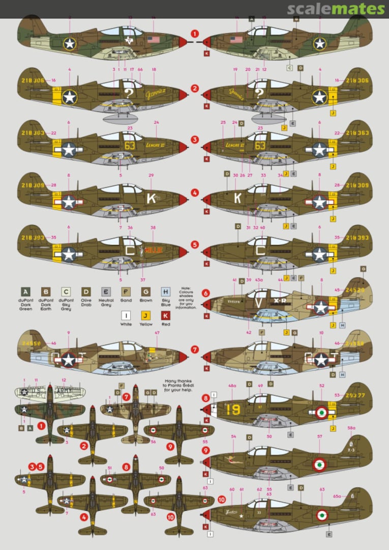 Contents P-39 Airacobra 72116 DK Decals