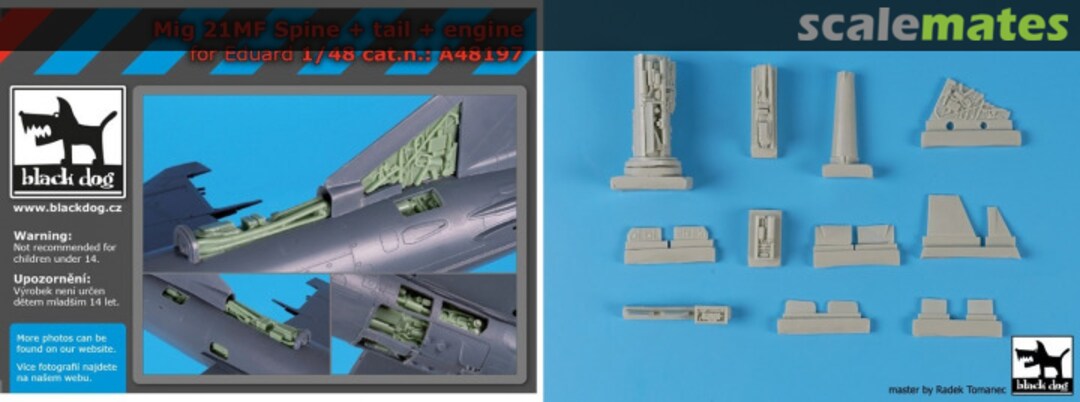 Boxart Mig-21MF spine+tail+engine A48197 Black Dog