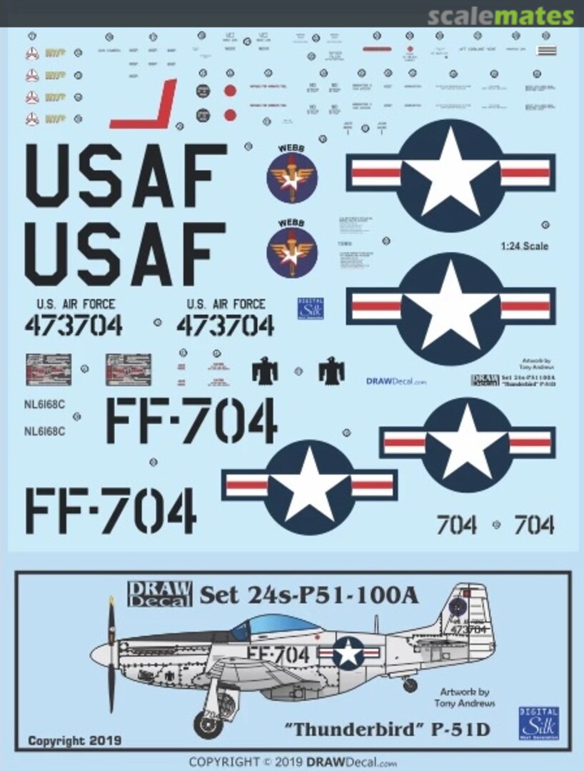 Boxart P-51D “Thunderbird” 2007 Version 24-P51-100A Draw Decal