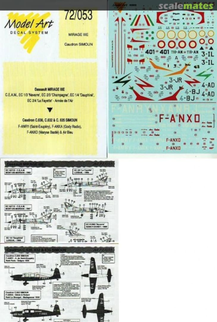 Boxart Mirage IIIE - Caudron Simoun 72/053 Model Art Decal System