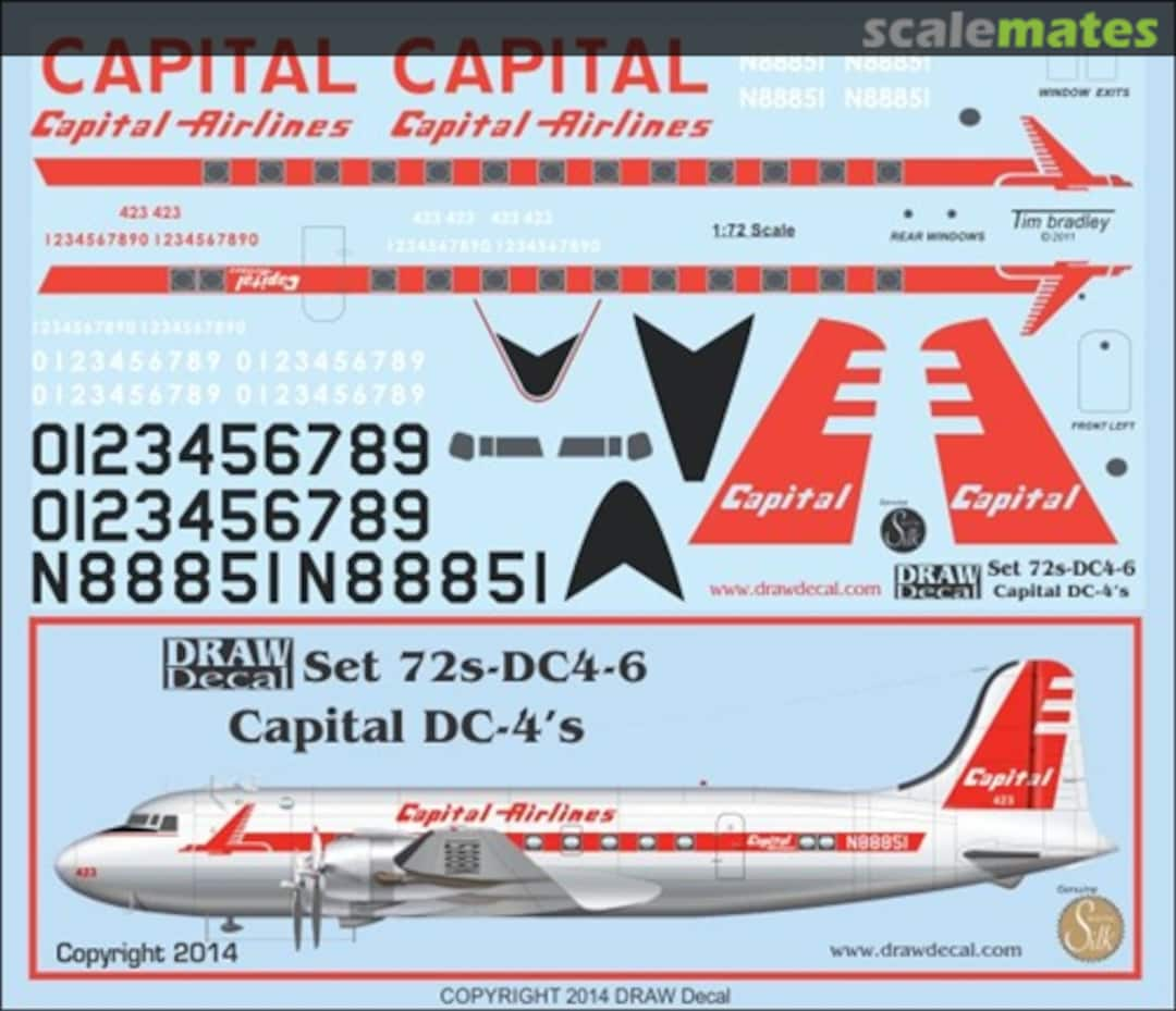 Boxart Capital Airlines DC-4's 72-DC4-6 Draw Decal