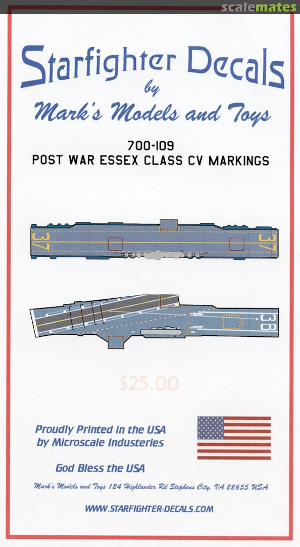 Boxart Post War Essex Class CV Markings 700-109 Starfighter Decals