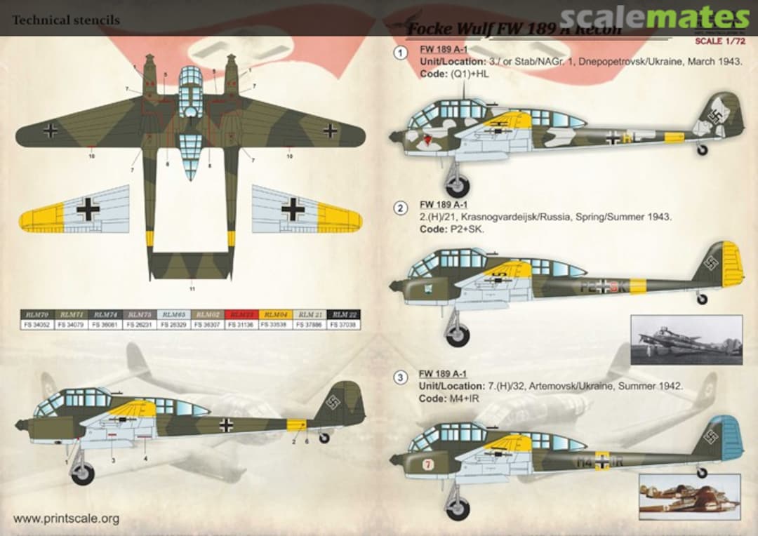 Boxart Focke Wulf Fw 189 A Recon 72-207 Print Scale