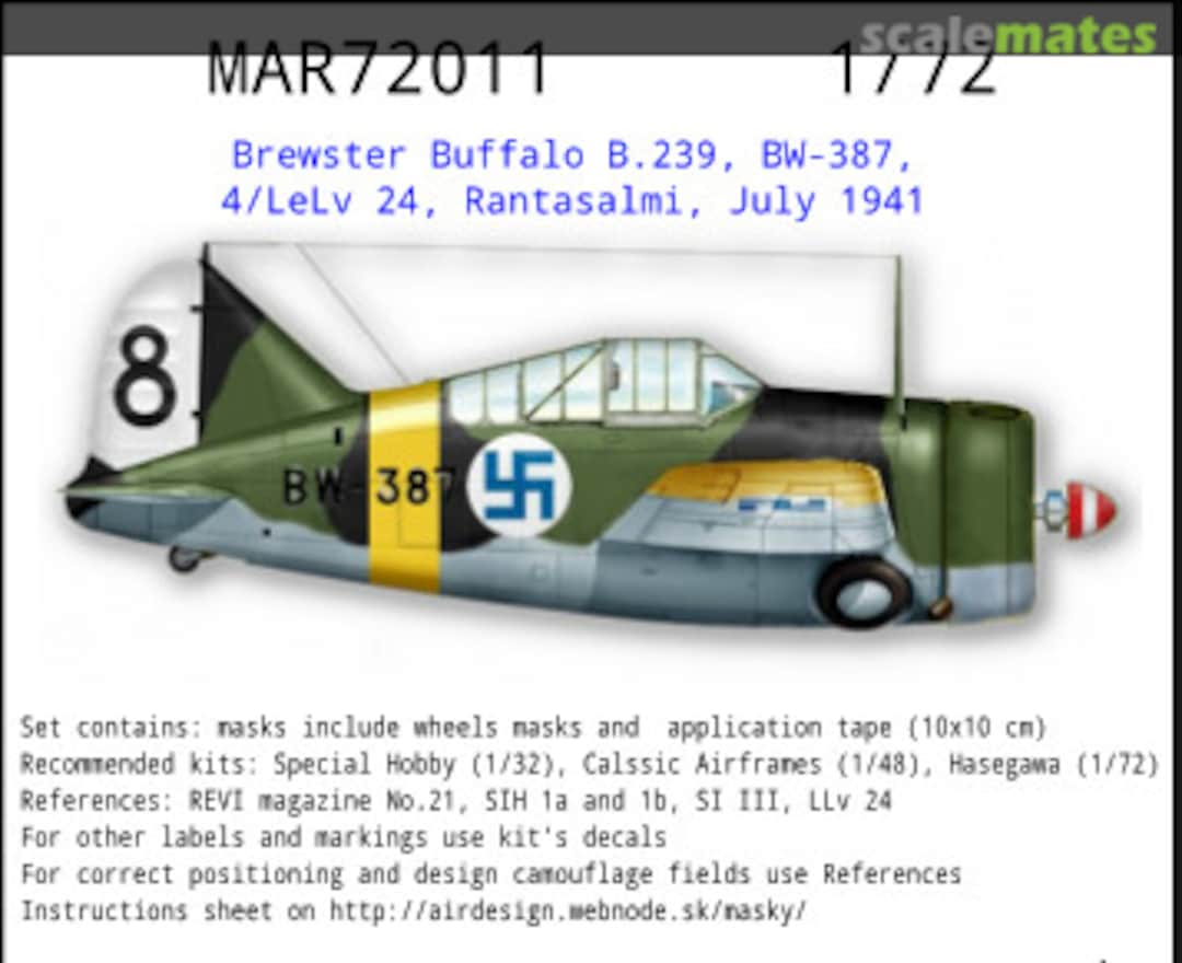 Boxart Brewster Buffalo B.239, BW-387, 1941 MAR72011 AIRDESIGN.SK