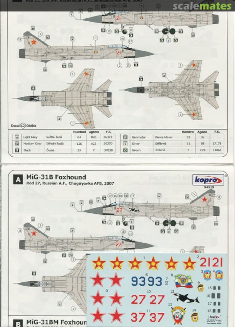 Contents MiG 31B/BM Foxhound 74119 Kopro