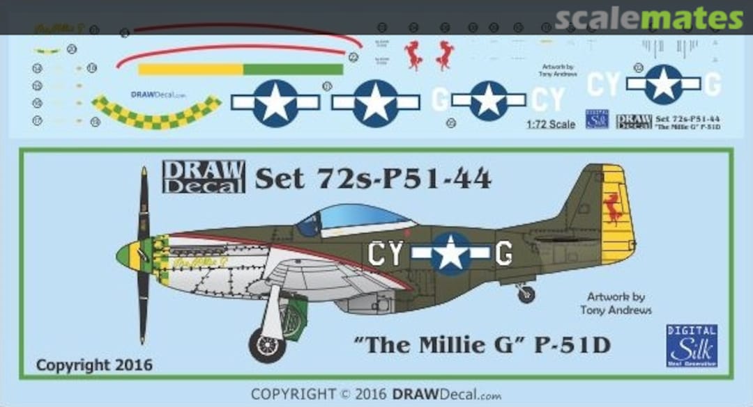 Boxart P-51D “The Millie G” 72-P51-44 Draw Decal