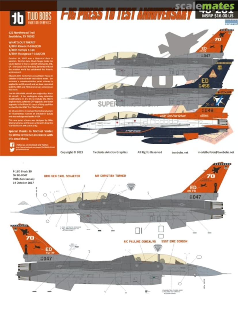 Boxart F-16 Press to Test Anniversary 48-281 TwoBobs Aviation Graphics