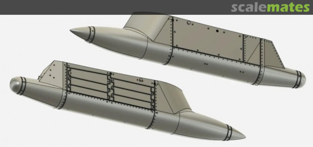 Boxart Saab 35 Draken Jammer and flare pod + mounting plate WOL480143 Wolf 3D Resin Parts