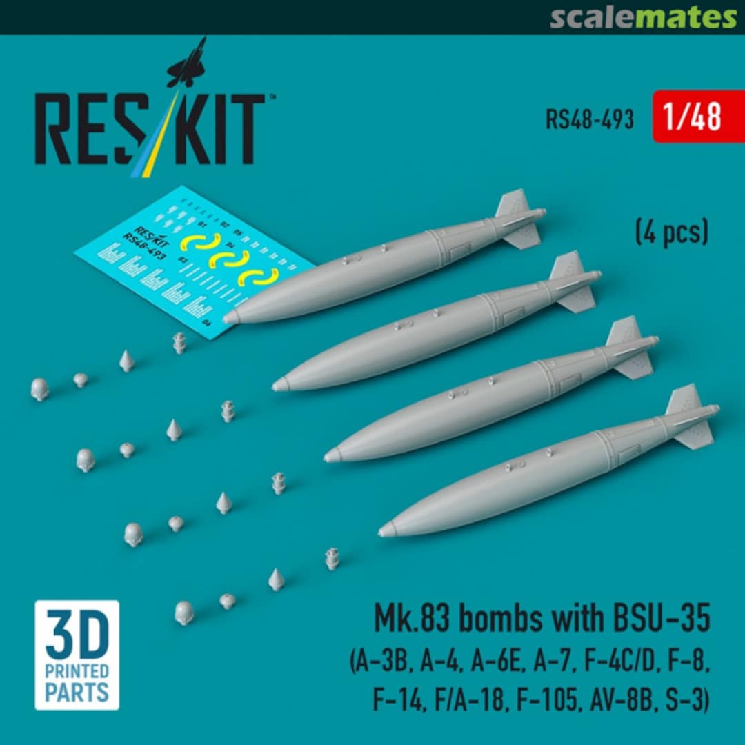 Boxart Mk.83 bombs with BSU-35 (4 pcs) (3D printed) RS48-0493 ResKit