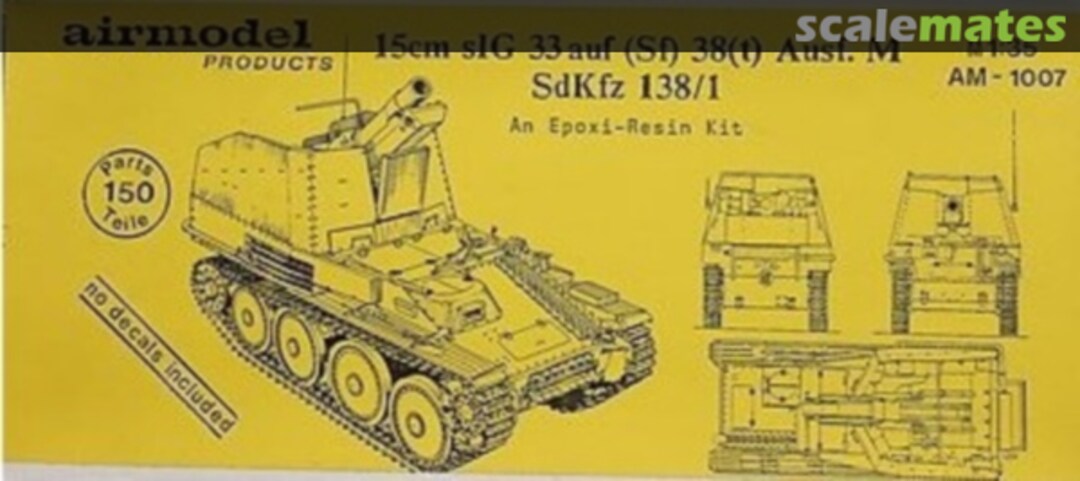 Boxart 15cm sIG 33 auf (Sf) 38(t) Ausf.M Sd.Kfz. 138/1 AM-1007 Airmodel