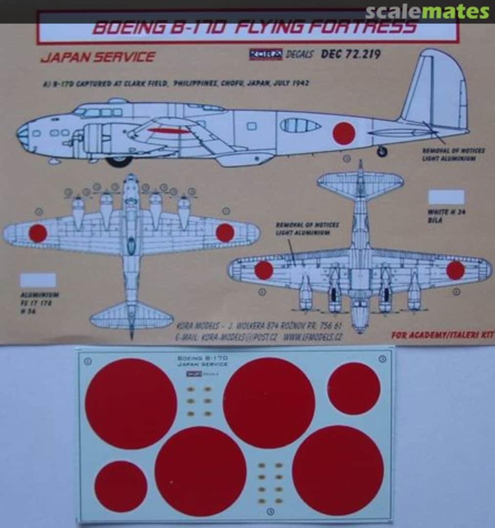 Boxart Boeing B-17D Flying Fortress DEC 72.219 Kora Models