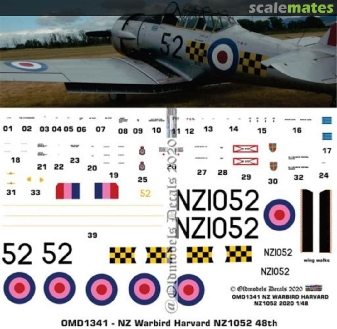 Boxart Warbird - Harvard NZ1052 OMD1341 Oldmodels Decals