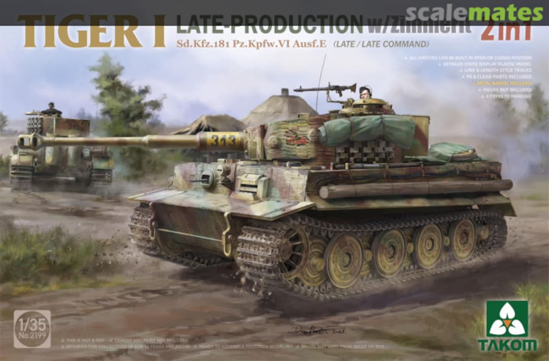 Boxart Tiger I Late Production w/zimmerit 2199 Takom