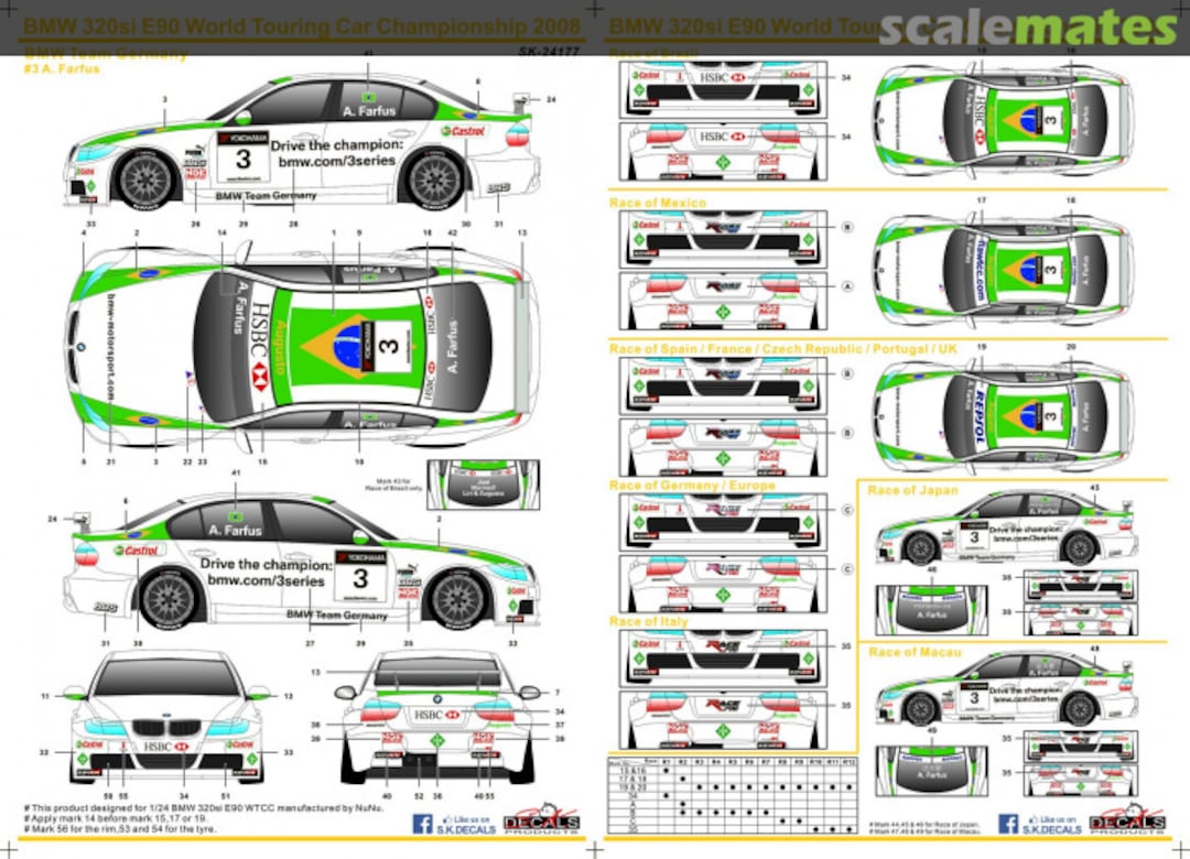 Boxart BMW 320si E90 World Touring Car Championship 2008 SK-24177 SK Decals