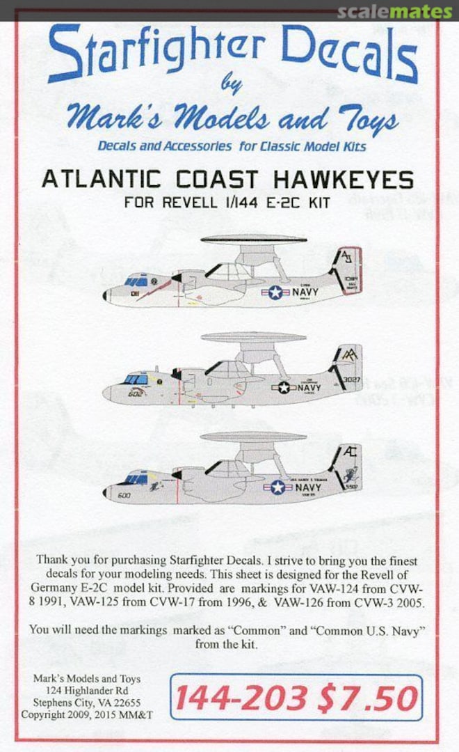 Boxart Atlantic Coast E-2C Hawkeyes 144-203 Starfighter Decals