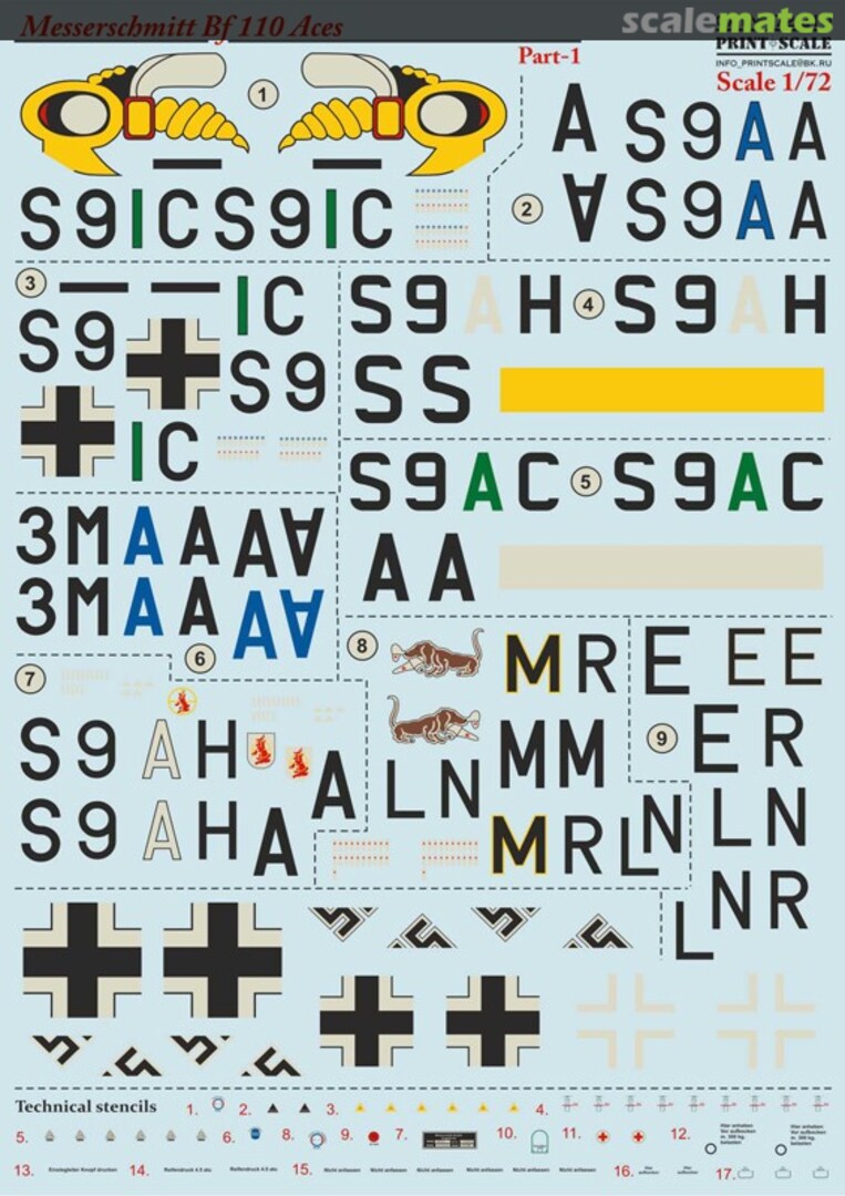 Boxart Messerschmitt Bf 110 Aces 72-210 Print Scale