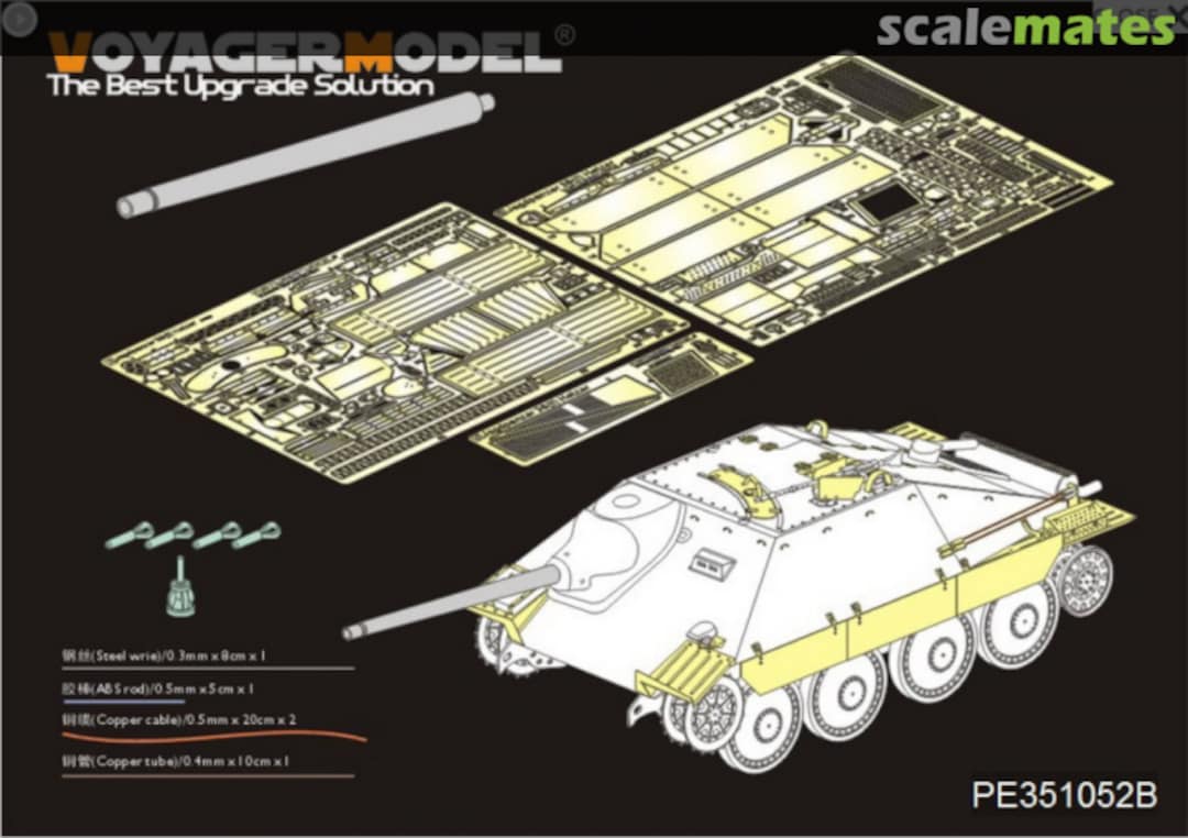 Boxart WWII German Sd.Kfz.138/2 Hetzer Tank Destroyer Early Version (Gun Barrel Included) PE351052B Voyager Model