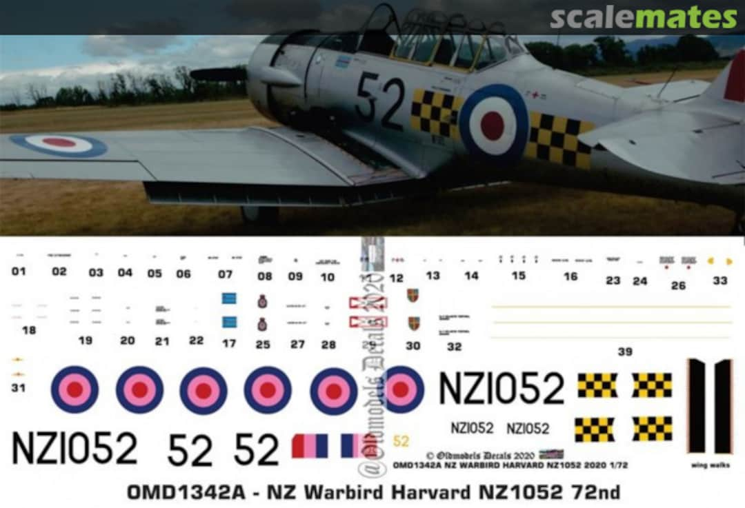 Boxart Warbird - Harvard NZ1052 OMD1342A Oldmodels Decals