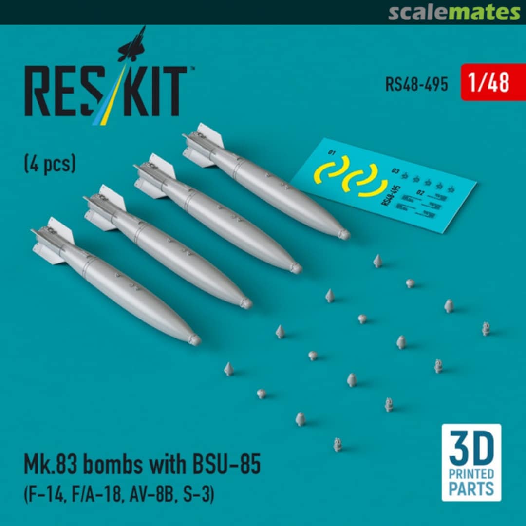 Boxart Mk.83 bombs with BSU-85 (4 pcs) (3D printed) RS48-0495 ResKit