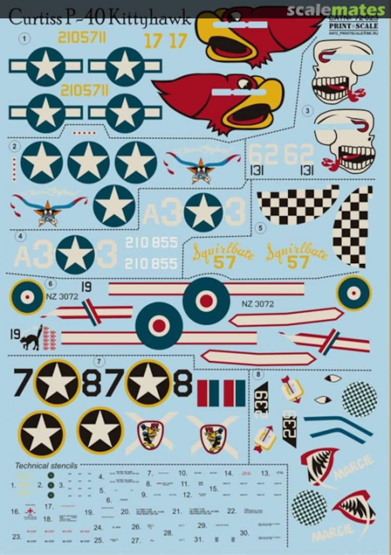 Boxart Curtiss P-40 Kittyhawk 72-023 Print Scale