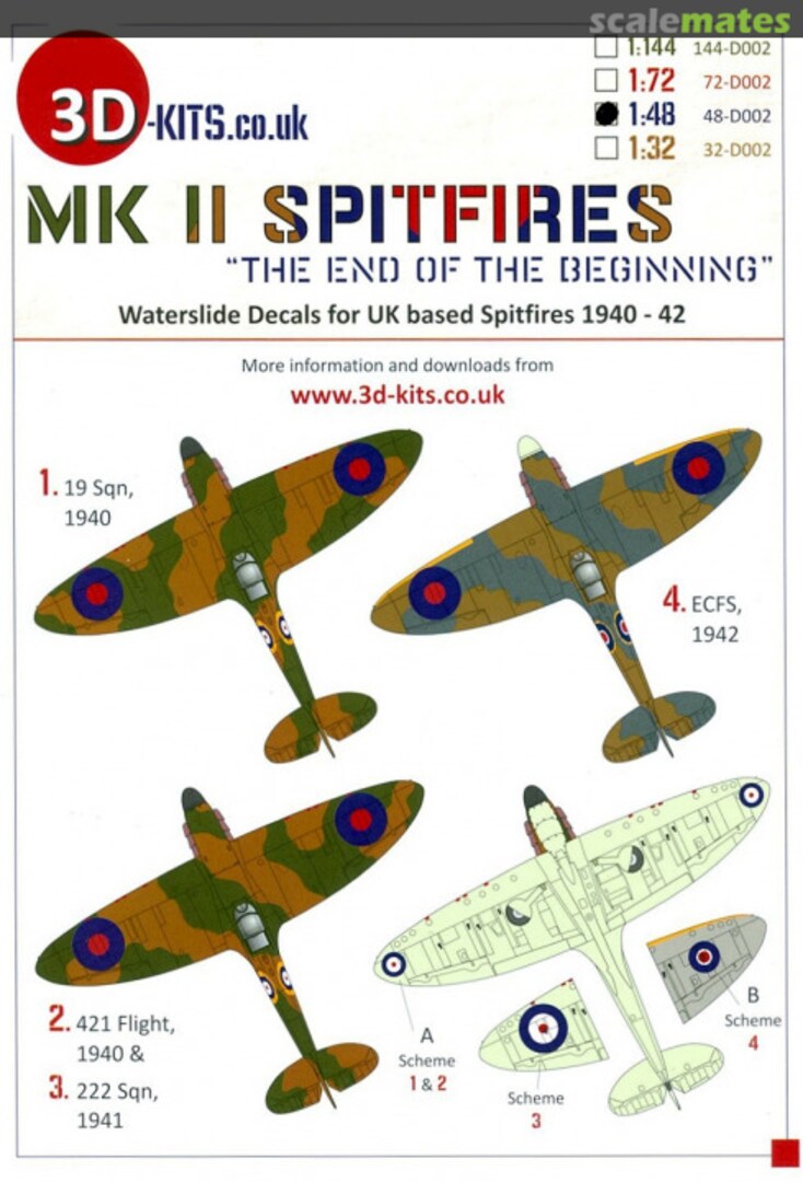 Boxart Mk II Spitfires 48-D002 3D-Kits