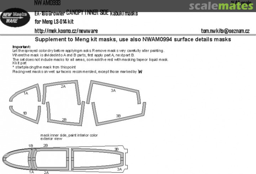 Boxart EA-18G Growler CANOPY INNER SIDE kabuki masks NWAM0993 New Ware