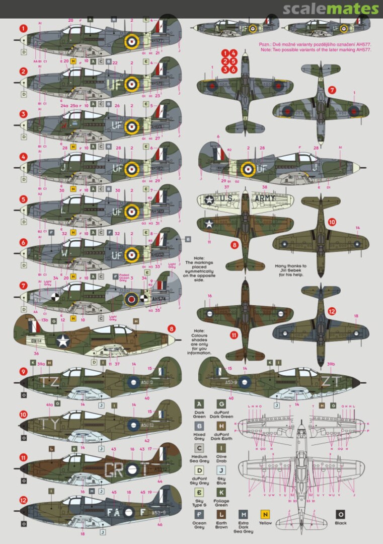 Contents Airacobra Mk.I (P-39) 72110 DK Decals