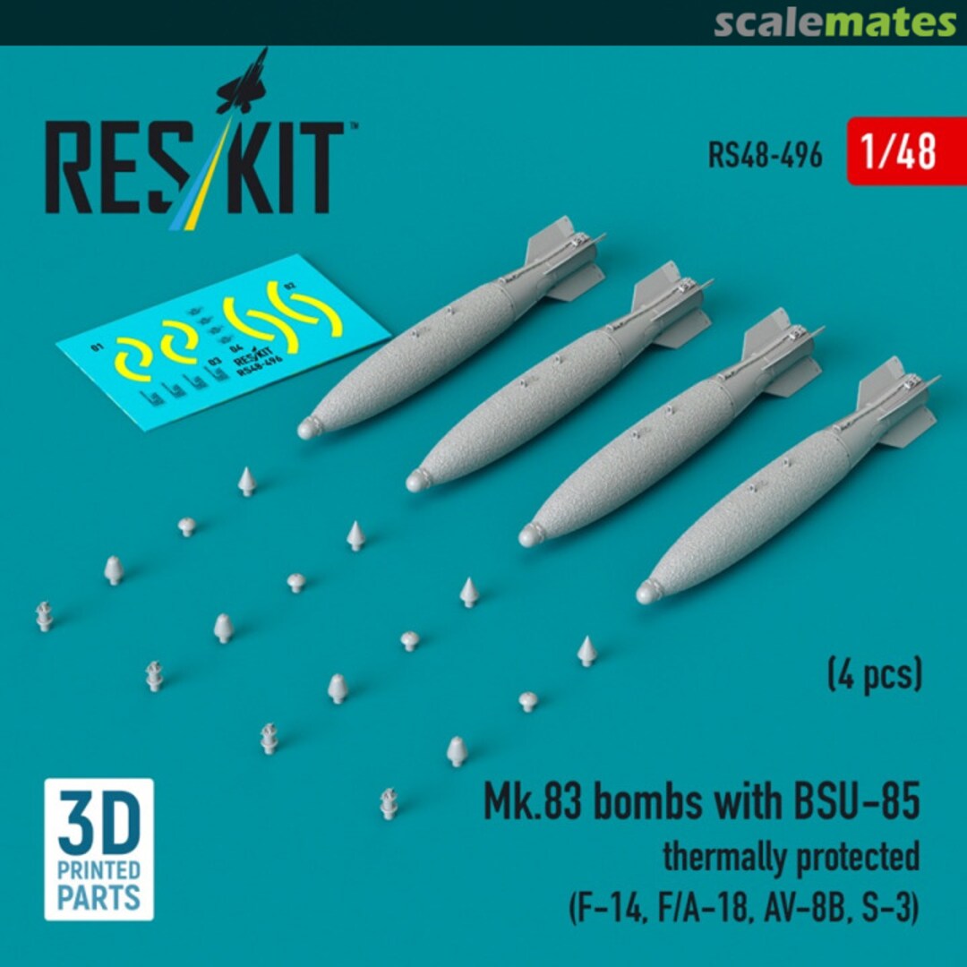 Boxart Mk.83 bombs with BSU-85 thermally protected (4 pcs) (3D printed) RS48-0496 ResKit