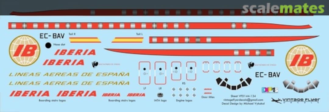 Boxart DC-8 Iberia (69) VFD144-134 Vintage Flyer Decals