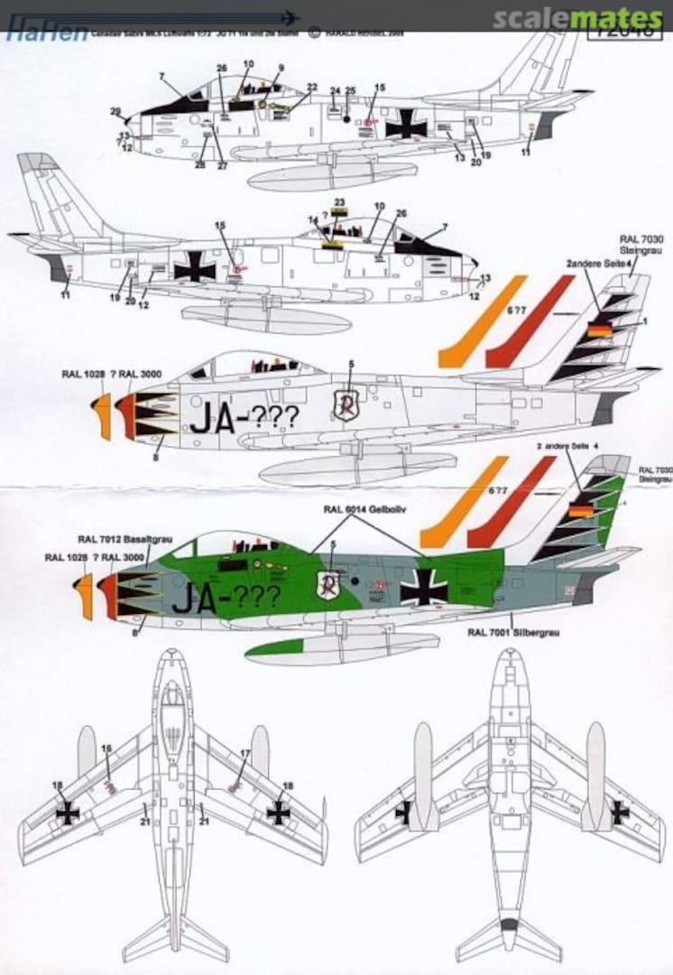 Boxart Canadair Sabre Mk.6 des Jagdgeschwaders 71 72046 HaHen