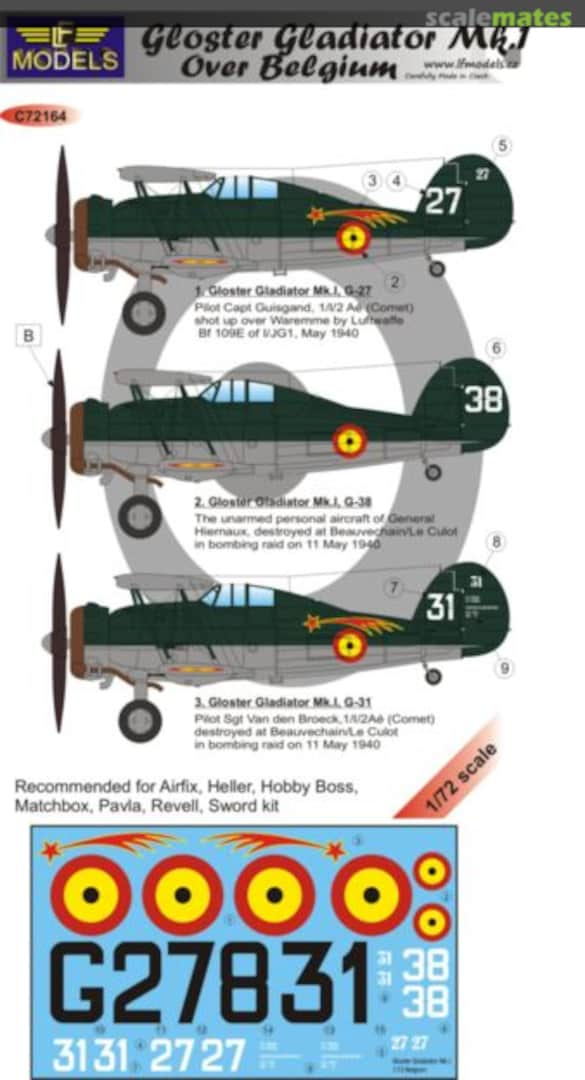 Boxart Gloster Gladiator Mk.I - Over Belgium C72218 LF Models