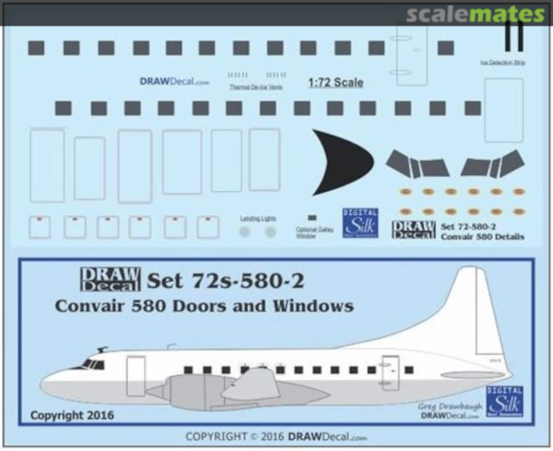 Boxart Convair 580 Doors & Windows 72s-580-2 Draw Decal