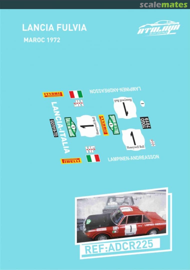 Boxart Lancia Fulvia 1.6 Coupé HF [TO G07019] "LANCIA-ITALIA" ADCR225 Atalaya Slot Decals