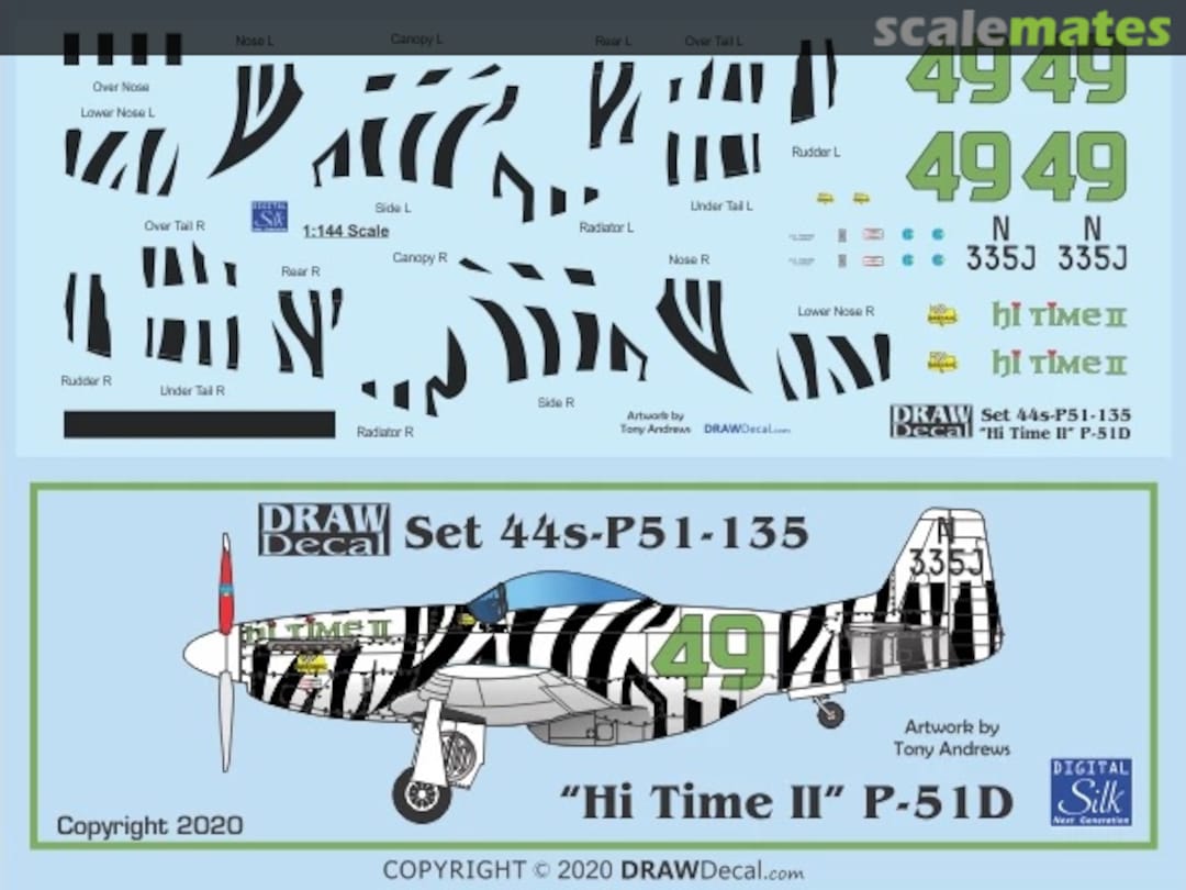 Boxart “Hi Time II” P-51D 1967 44-P51-135 Draw Decal