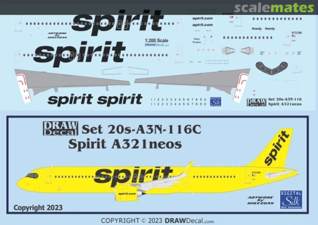 Boxart Spirit A321neo 20-A3N-116C Draw Decal