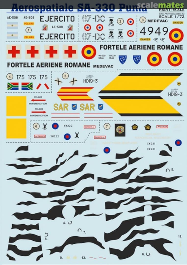 Boxart Aerospatiale SA-330 Puma 72-162 Print Scale