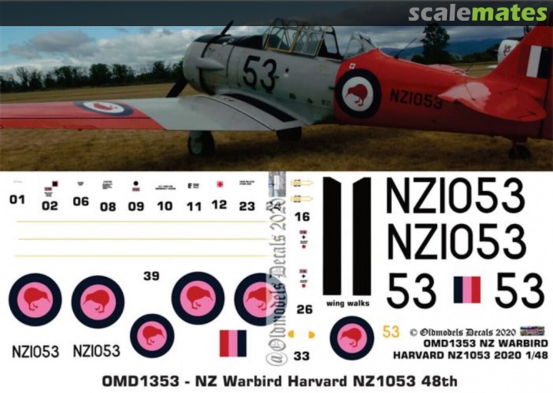 Boxart Warbird - Harvard NZ1053 OMD1353 Oldmodels Decals