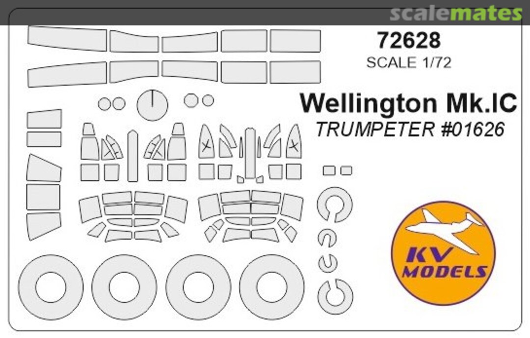 Boxart Painting masks for Wellington Mk.IC (Trumpeter #01628) + masks for disks and wheels 72628 KV Models