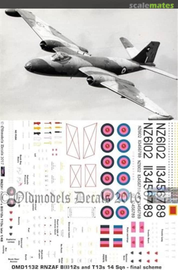 Boxart RNZAF Canberra B12 & T13 - 14 Sqn last scheme OMD1134 Oldmodels Decals