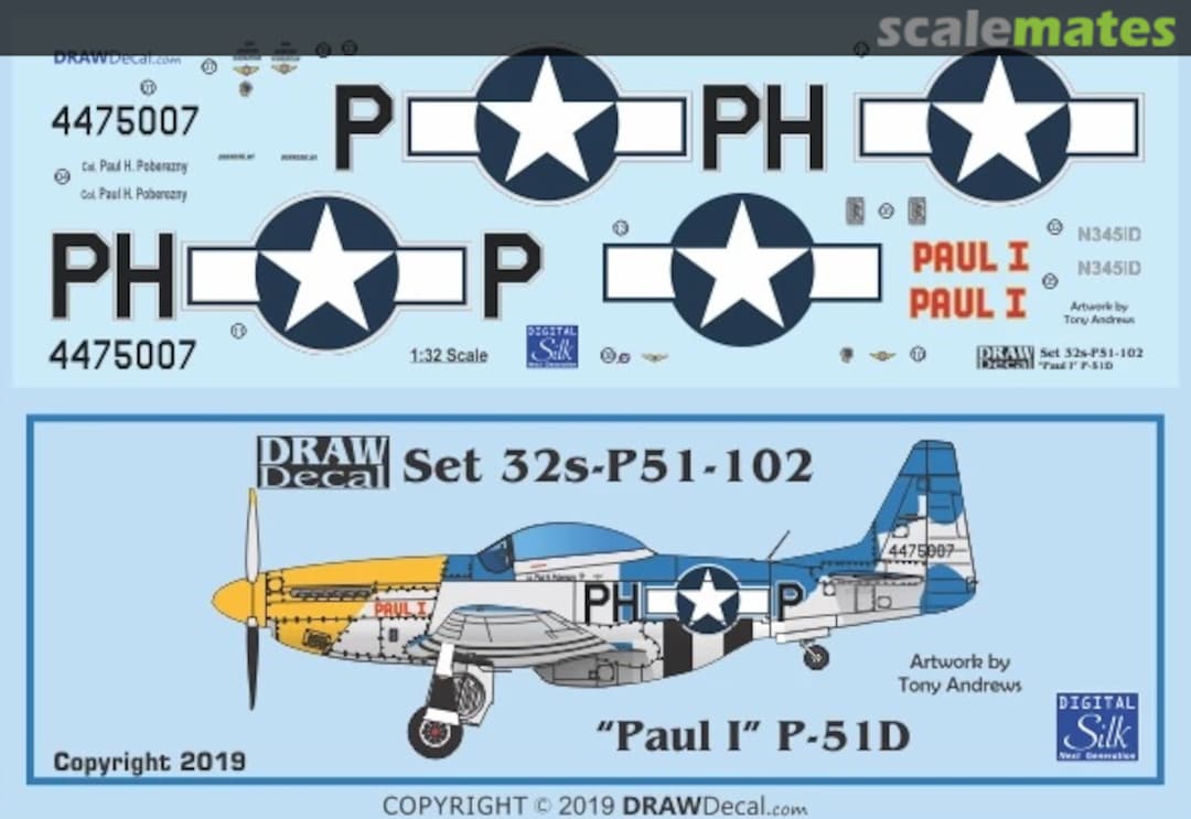 Boxart “Paul I” P-51D 32-P51-102 Draw Decal