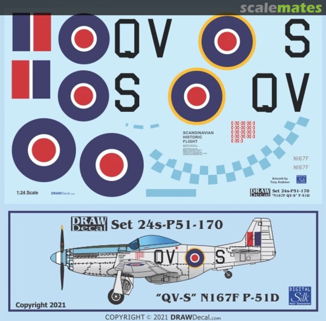 Boxart “QV-S” N167F P-51D 24-P51-170 Draw Decal