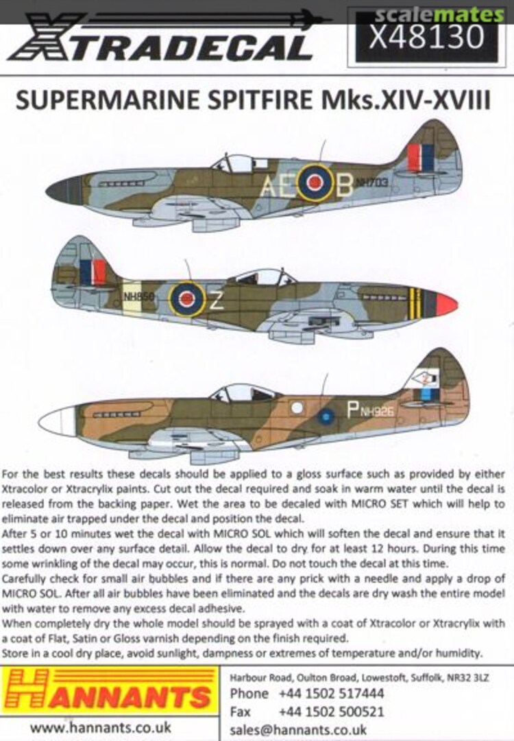 Boxart Supermarine Spitfires Mks.XIV-XVIII X48130 Xtradecal