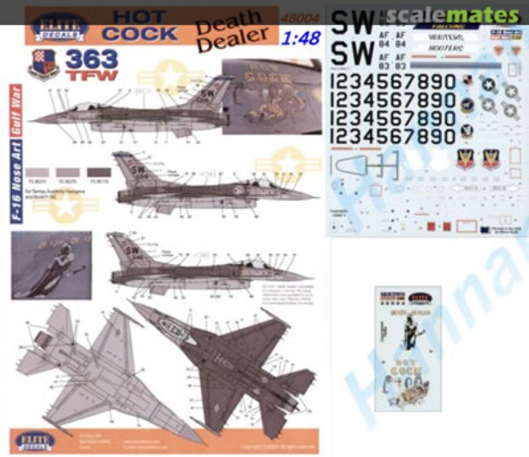 Boxart Gulf War F-16 Nose-art - "Death Dealer" & "Hot Cock" ED-48004 Elite Decals