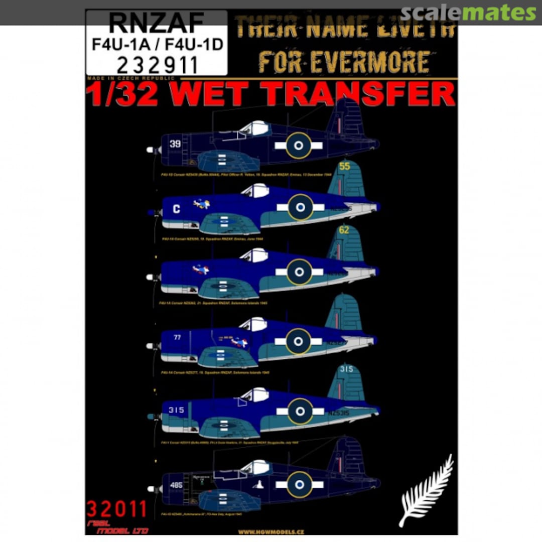 Boxart RNZAF F4U-1A / F4U-1D - 1/32 232911 HGW Models