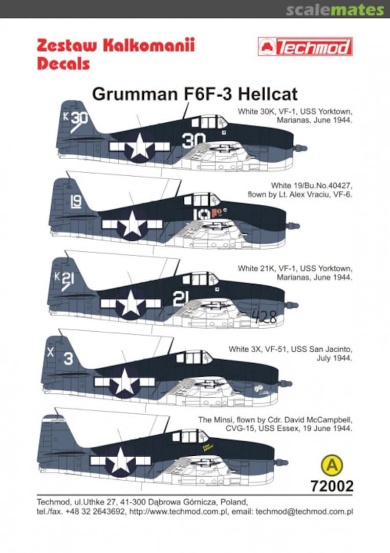 Contents Grumman F6F-3 Hellcat 72002P Techmod