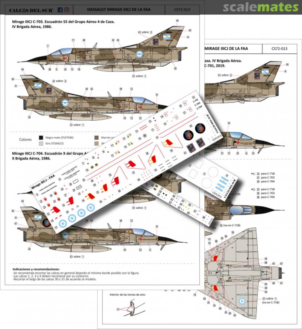 Contents Dassault Mirage IIICJ CS72-013 Calcas del Sur