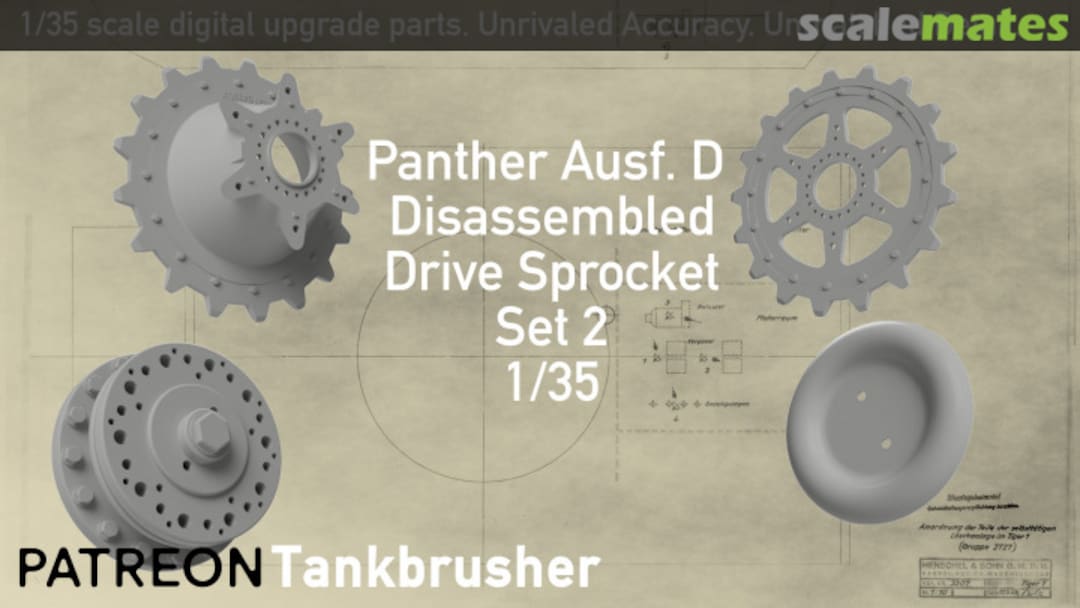 Boxart Panther Ausf. D disassembled Drive Sprocket - SET 2 352311002 Tankbrusher Scale Modeling