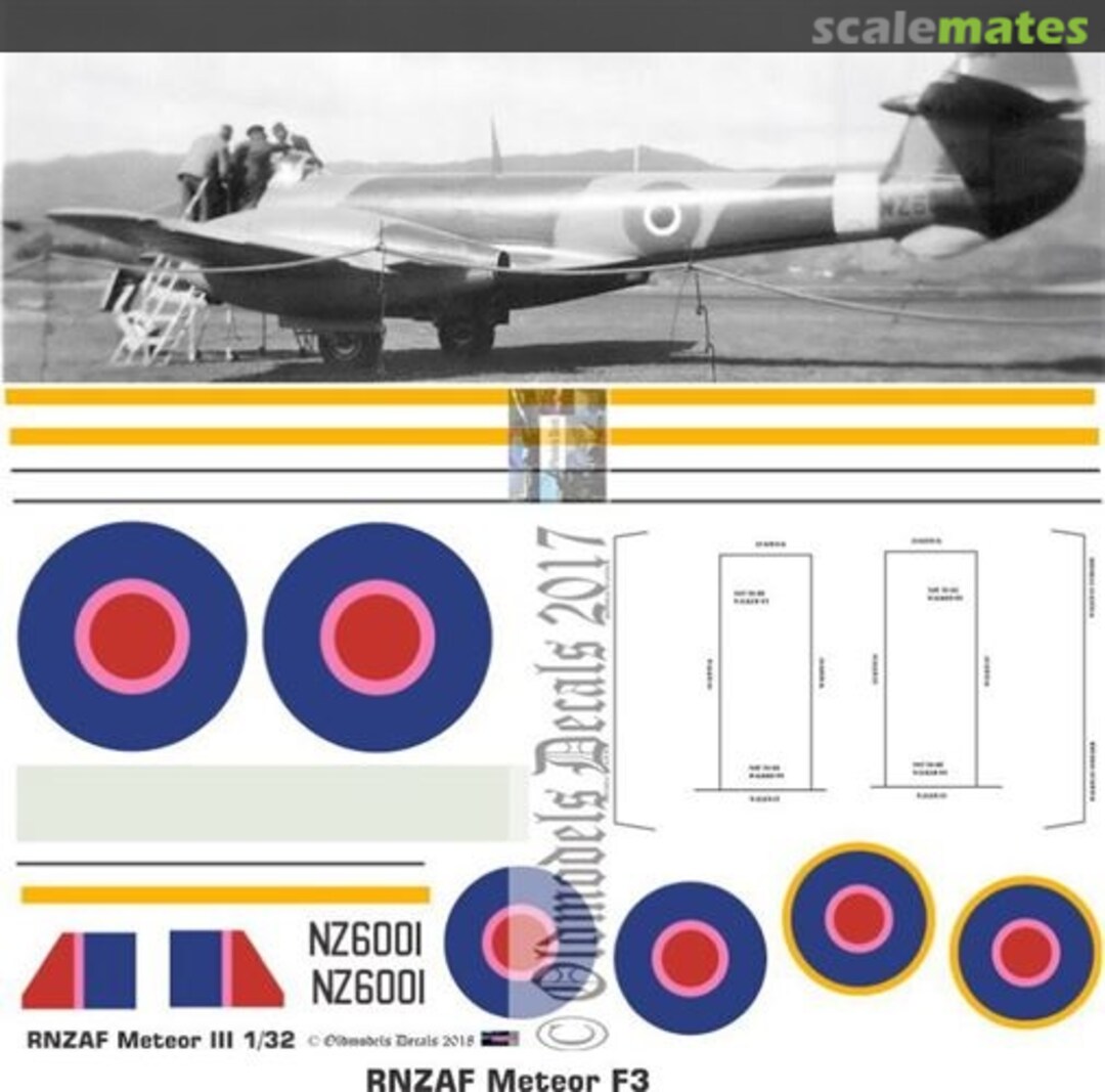 Boxart RNZAF Meteor F3 OMD0858 Oldmodels Decals